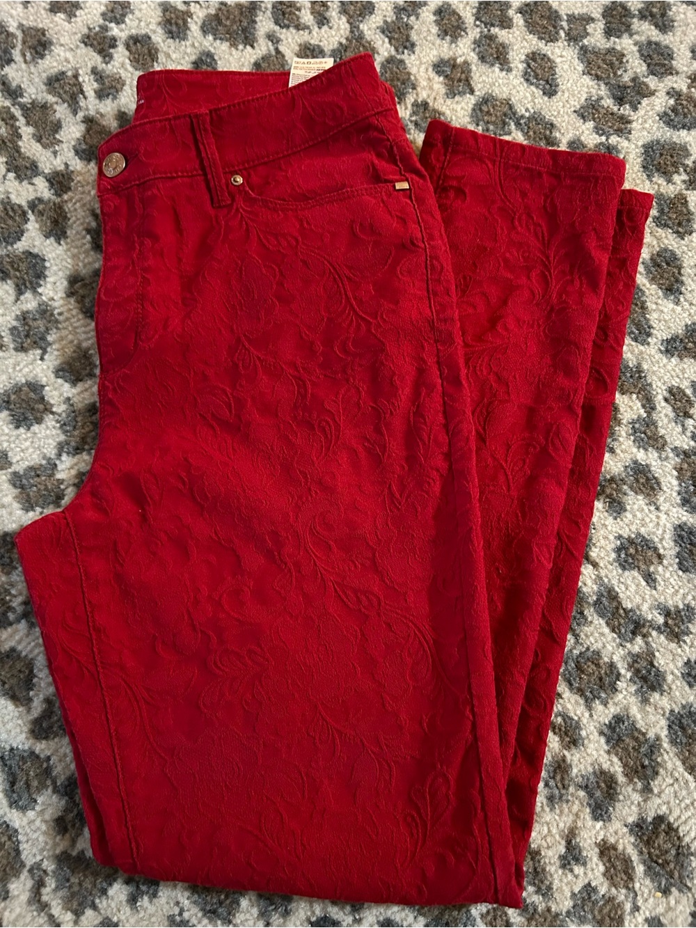 Chicos Red Textured Jeans